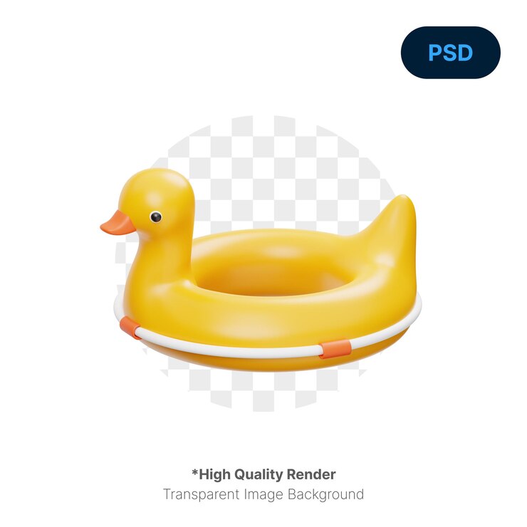 PSD icono 3d de anillo de natación de pato psd premium