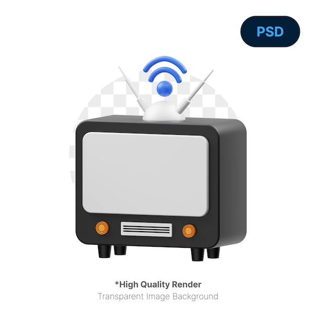 Icono 3d de antena de tv psd premium