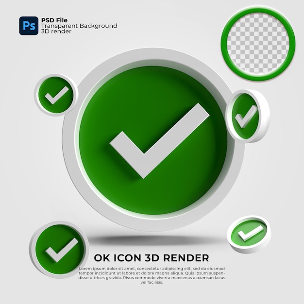 icono 3d aprobar sí color verde