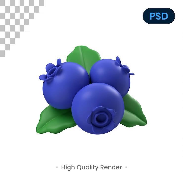 PSD icono 3d de arándanos psd premium