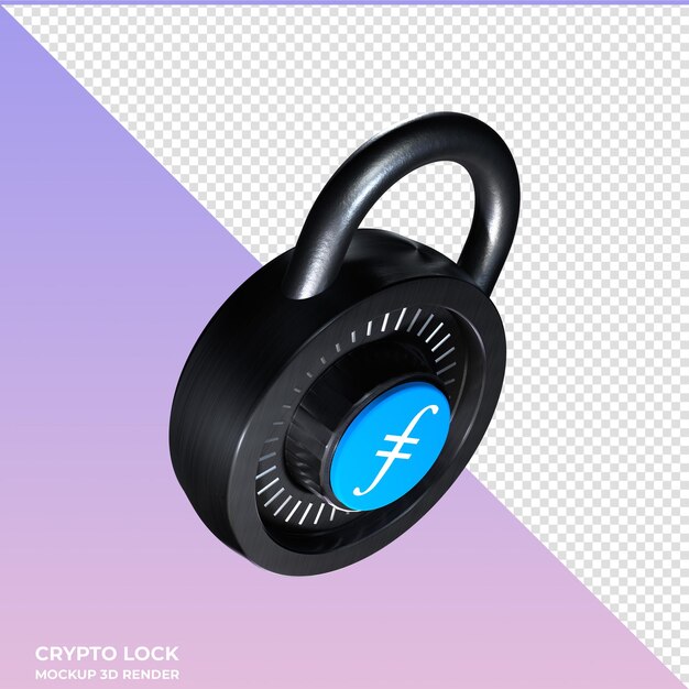 El icono 3D del archivo de bloqueo de Crypto Filecoin