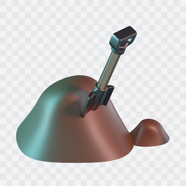 Icono 3D de arena y pala