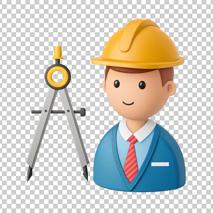 PSD icono 3d de arquitecto aislado sobre un fondo blanco que refleja la creatividad y la precisión en el diseño