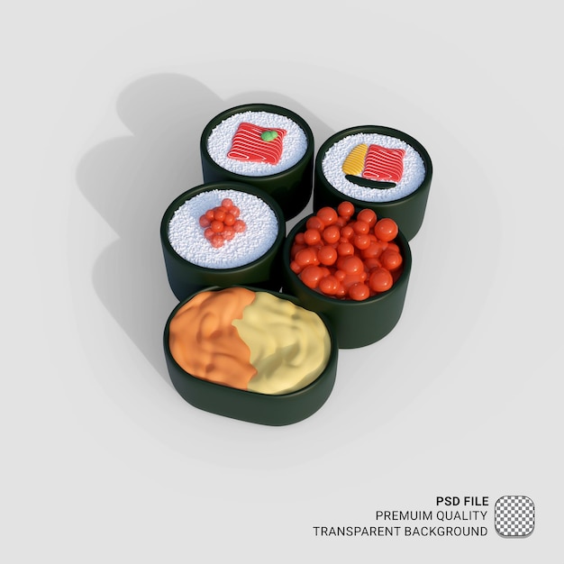 PSD icono 3d asia comida sushi ilustración