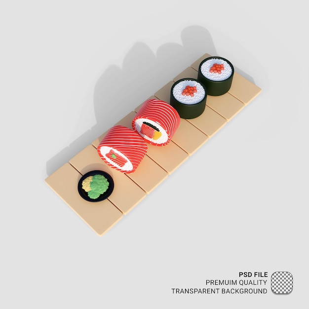 Icono 3d asia comida sushi ilustración