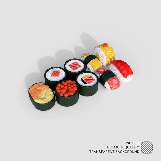 Icono 3d asia comida sushi ilustración