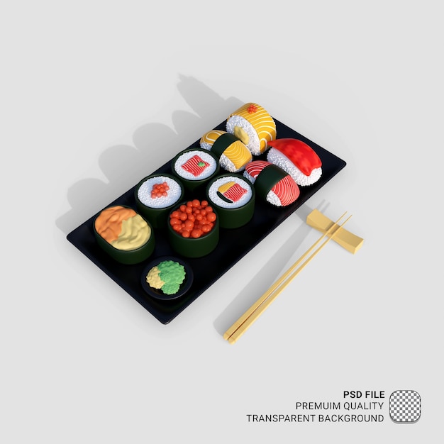 Icono 3d asia comida sushi ilustración