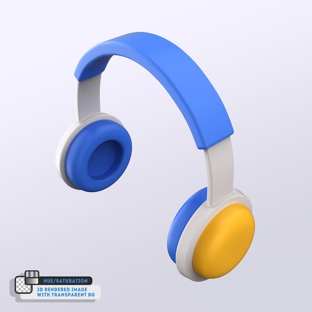 PSD icono 3d auriculares color aislado cambiable