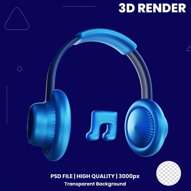 Icono 3D de auriculares