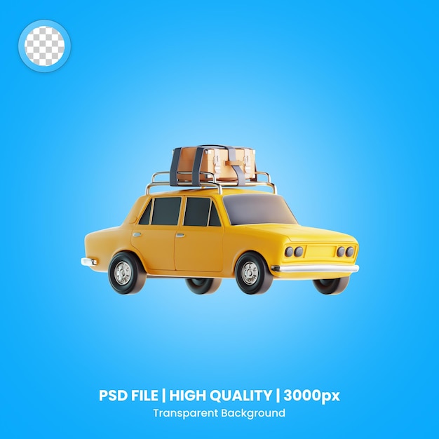 Icono 3D de automóvil de viaje