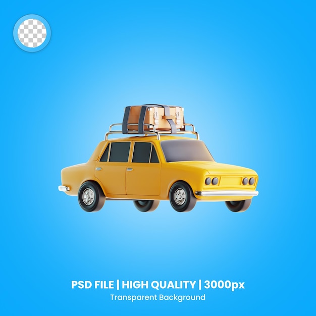 PSD icono 3d de automóvil de viaje