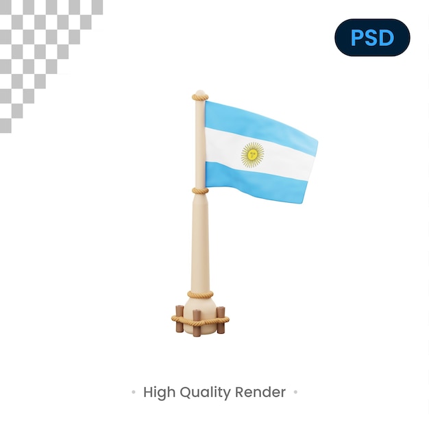 Icono 3D de la bandera Argentina