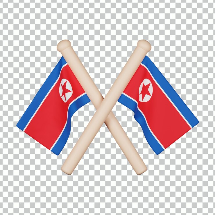 PSD icono 3d de la bandera de corea del norte