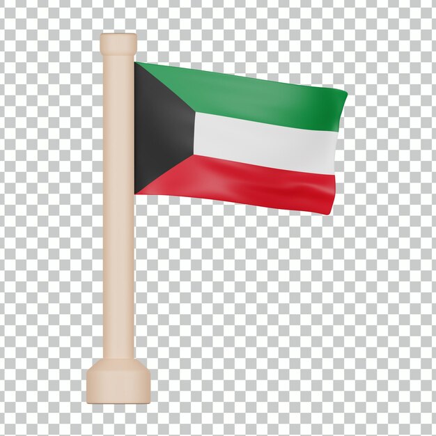 Icono 3d de la bandera de kuwait