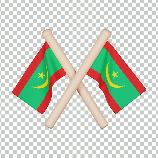 Icono 3d de la bandera de mauritania