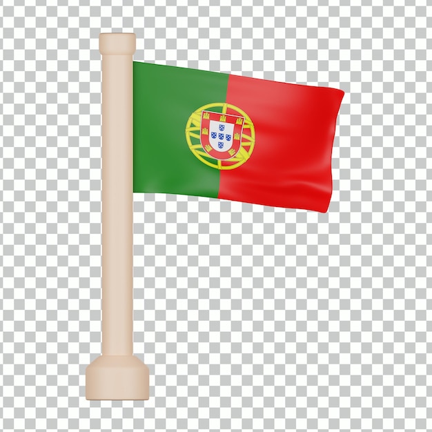 Icono 3d de la bandera de portugal