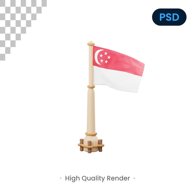 PSD icono 3d de la bandera de singapur