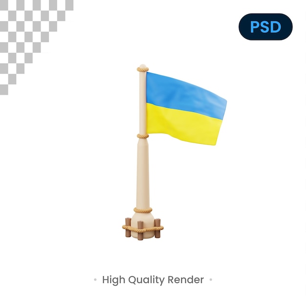 PSD icono 3d de la bandera de ucrania