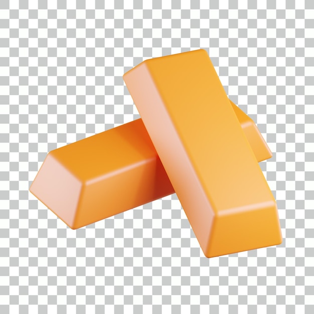 Icono 3D de barra de oro