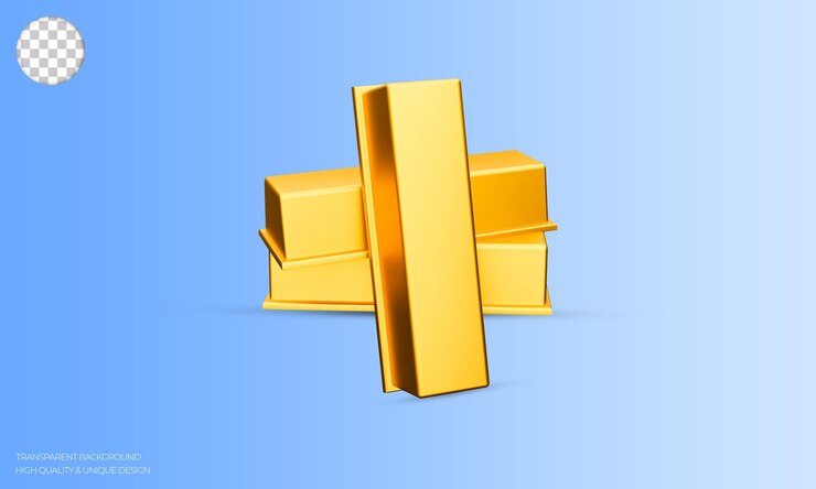 PSD icono 3d de barras de oro. pila de moneda de oro bar moneda mercado financiero o inversión dinero banca