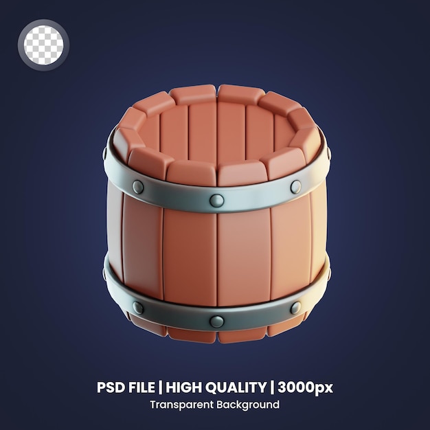 PSD icono 3d de barril de madera