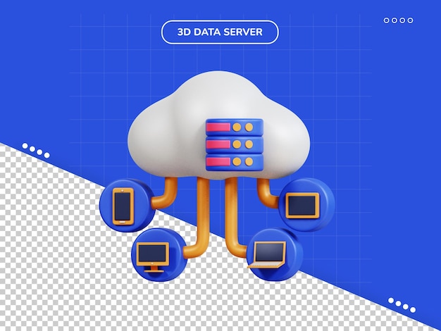 PSD icono 3d de base de datos en la nube