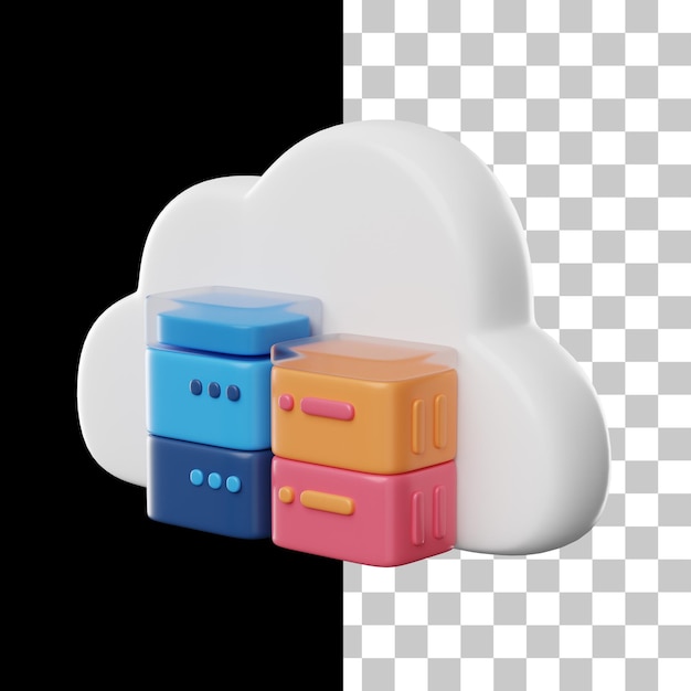 PSD icono 3d de base de datos en la nube