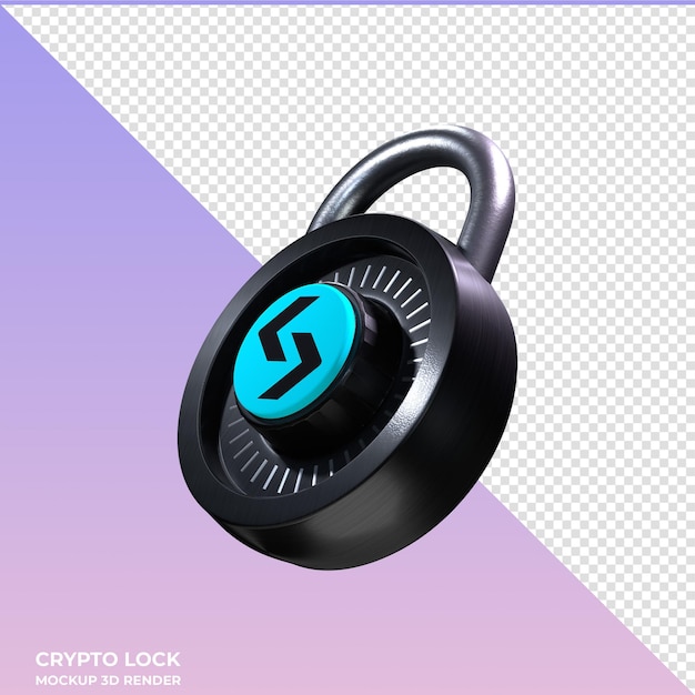 PSD el icono 3d de bgb del token de bloqueo de bitcoins criptográfico