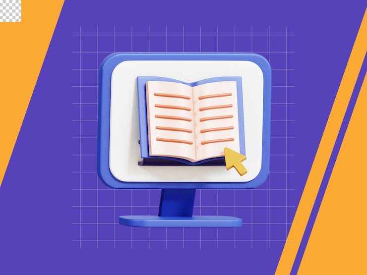 PSD icono 3d de la biblioteca digital