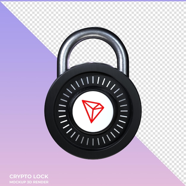 PSD el icono 3d de bloqueo criptográfico tron trx