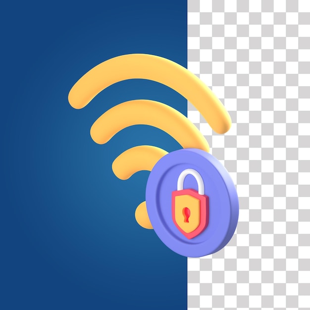 PSD icono 3d de bloqueo wifi