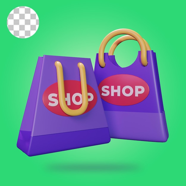 Icono 3d de bolsa de compras