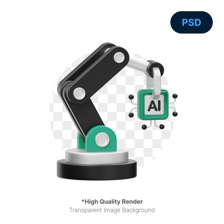 PSD icono 3d de brazo robótico psd premium