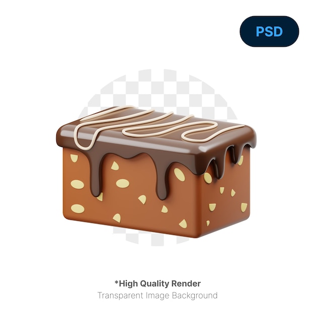 PSD icono 3d de brownie psd premium