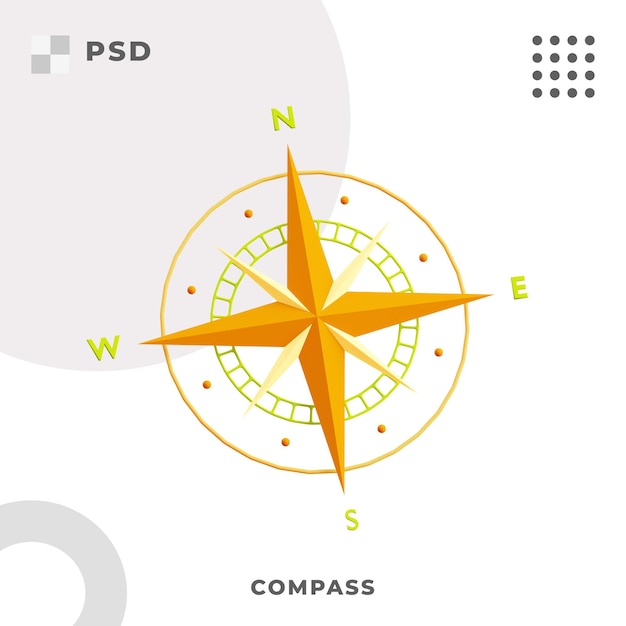 PSD icono 3d de brújula