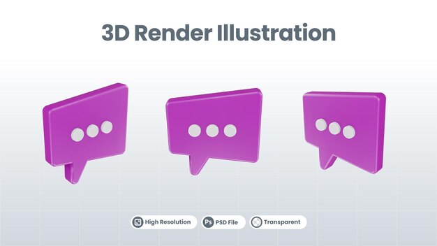 icono 3D de la burbuja del discurso