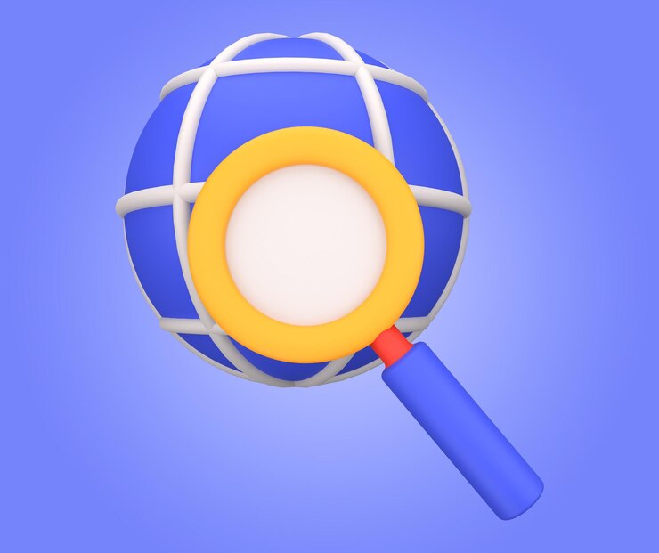 PSD icono 3d de búsqueda global psd