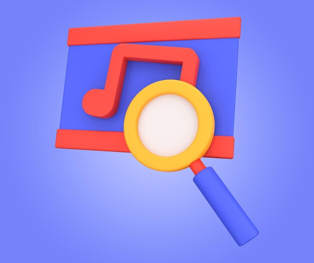 PSD icono 3d de búsqueda de música psd