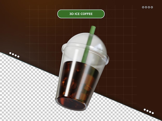 PSD icono 3d de café helado