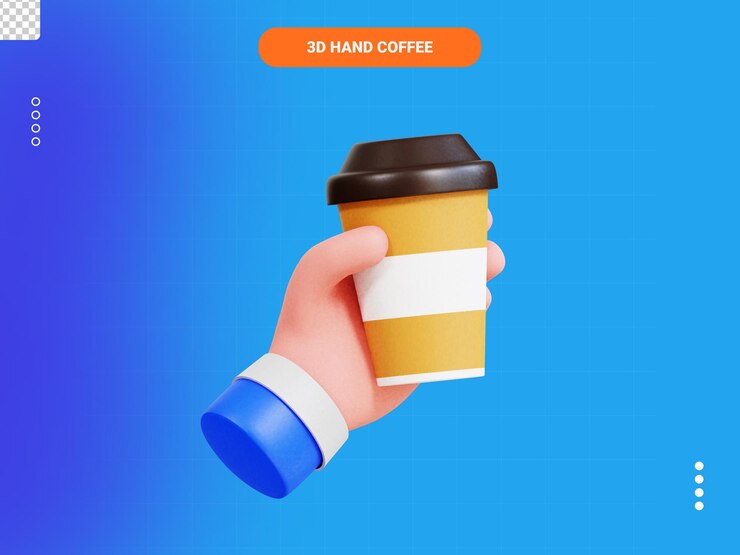 icono 3d de café de mano