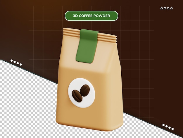 Icono 3d de café en polvo