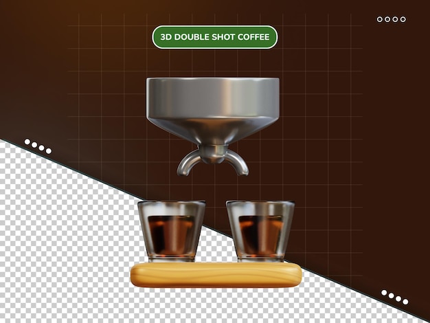 PSD icono 3d de café de tiro doble