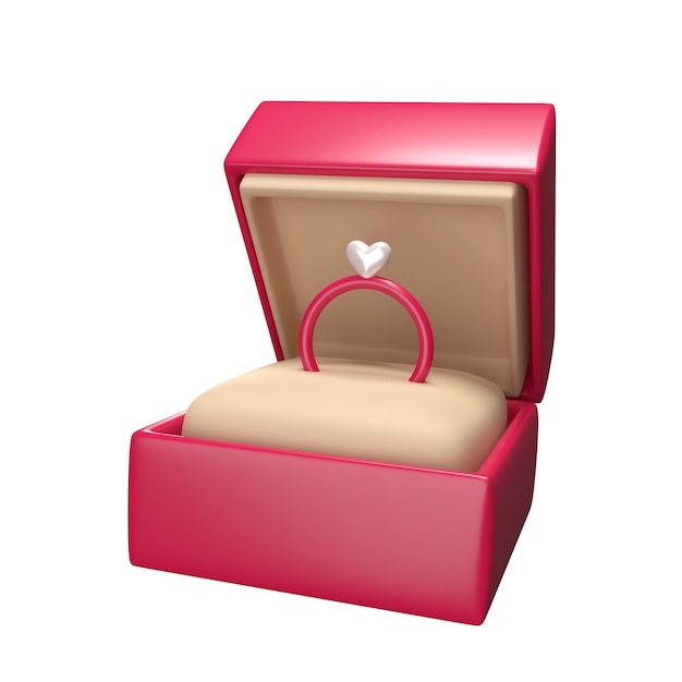 El icono 3D de la caja del anillo de amor