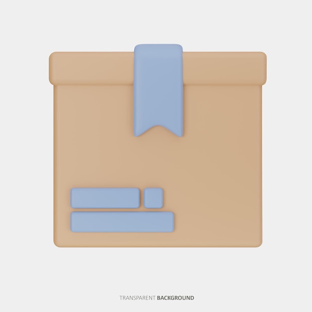 Icono 3D de caja de cartón