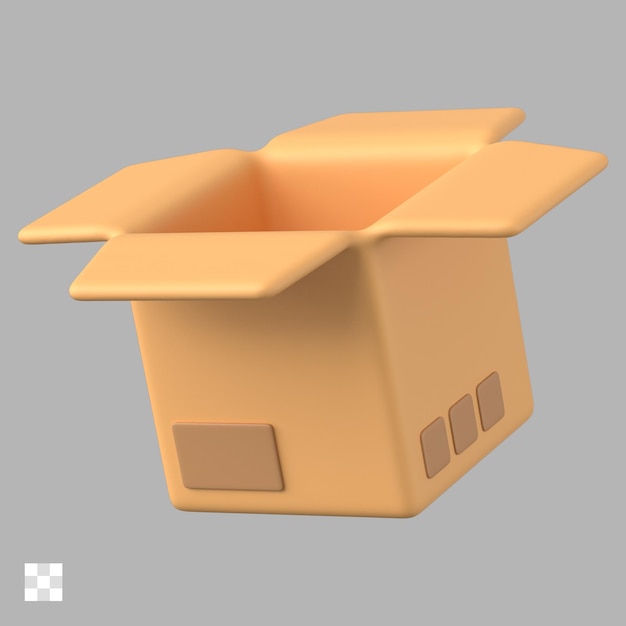 PSD icono 3d de la caja de entrega de paquetes de papel