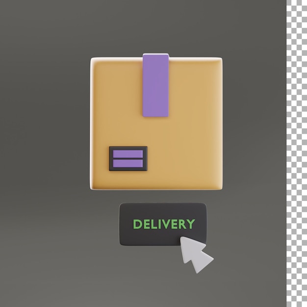 PSD icono 3d de la caja de entrega