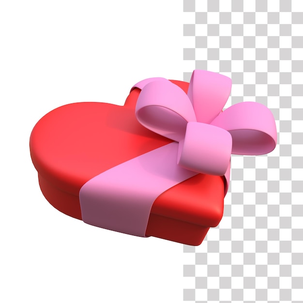 Icono 3d de la caja de regalo del corazón