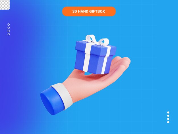 Icono 3d de caja de regalo de mano