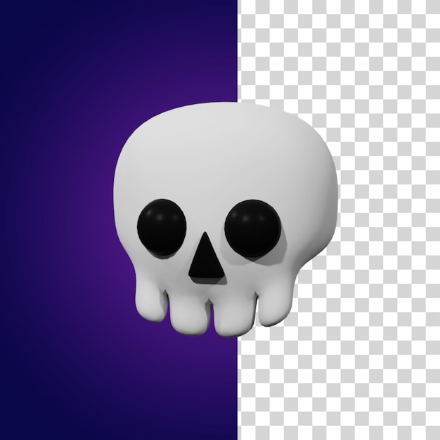 PSD icono 3d de calavera de halloween