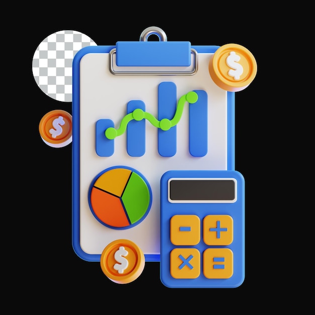 Icono 3D para el cálculo de datos financieros